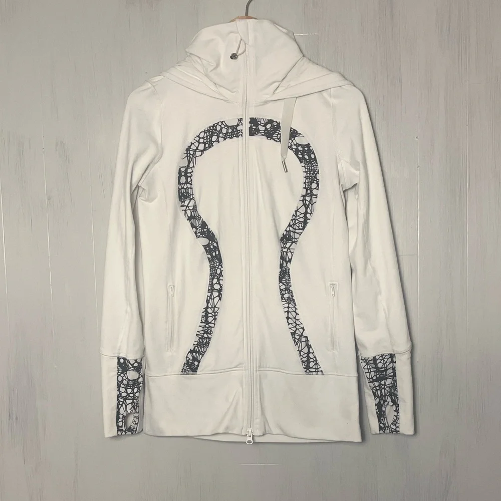Lululemon Stride Jacket *Brushed in White/White Black Glacier Lace Size 6‎ - Picture 5 of 11